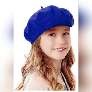 Artist Wool French Beret for Toddler Little Girl-Royal Blue